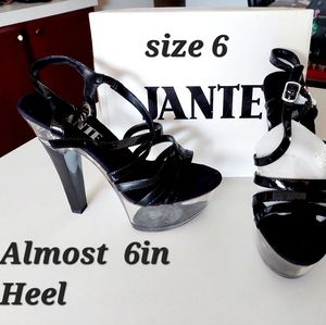 New in box Black strap Clear platform heels by Jante